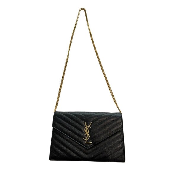 YSL Saint Laurent Metalasse Chain Envelope Bag in Black - Picture 1 of 6